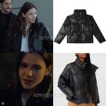 Alina Boz’un Stradivarius marka kısa siyah şişme mont kombini