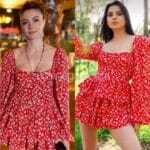 Esra’nın Aşk Mantık İntikam’da giydiği kırmızı çiçekli mini elbise