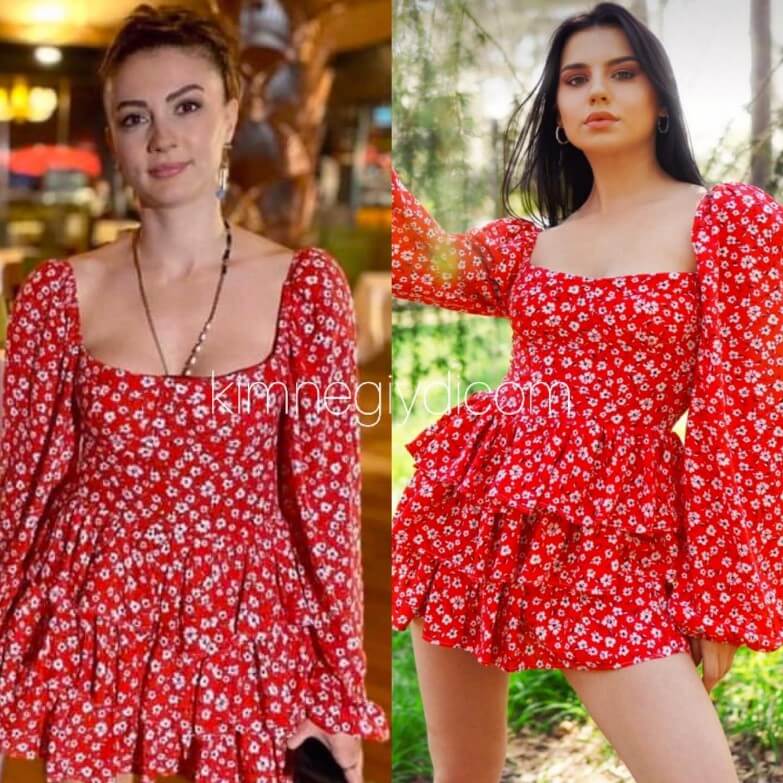 Esra’nın Aşk Mantık İntikam’da giydiği kırmızı çiçekli mini elbise