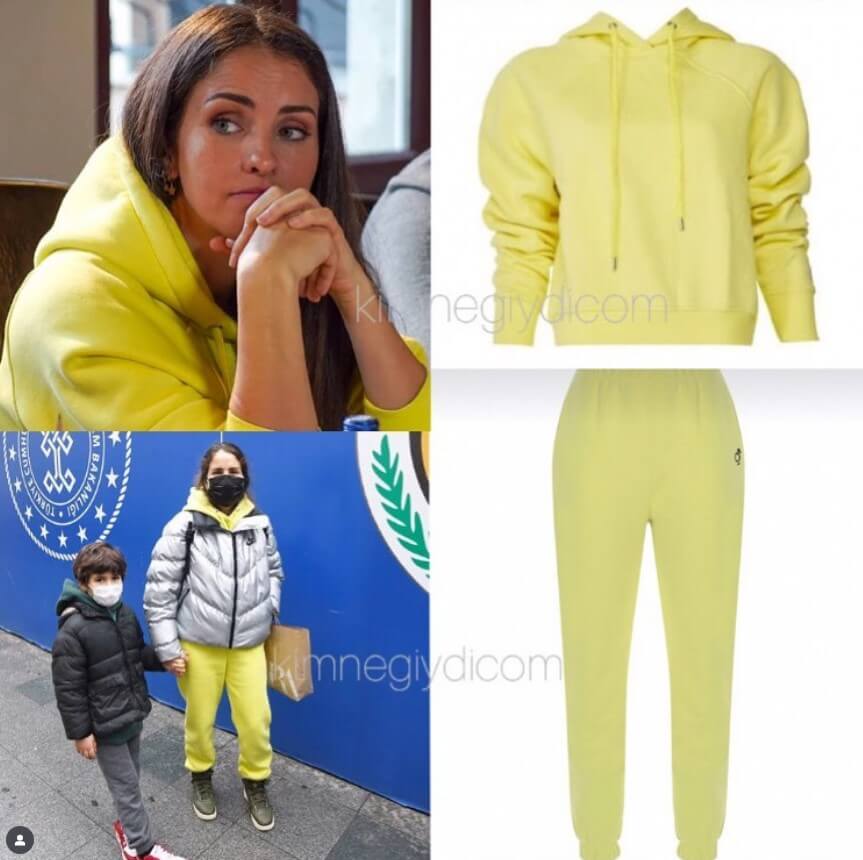 Aslı Tandoğan’ın Biondina marka sarı eşofman takımı kombini