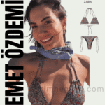 Demet Özdemir’in giydiği kirazlı hayvan desenli bikini üst ve alt parçası