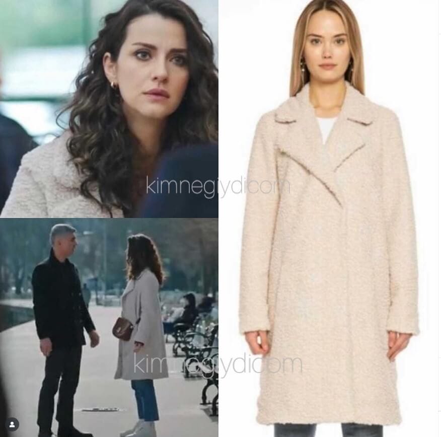 İrem Helvacıoğlu’nun giydiği Di Project marka krem peluş kaban