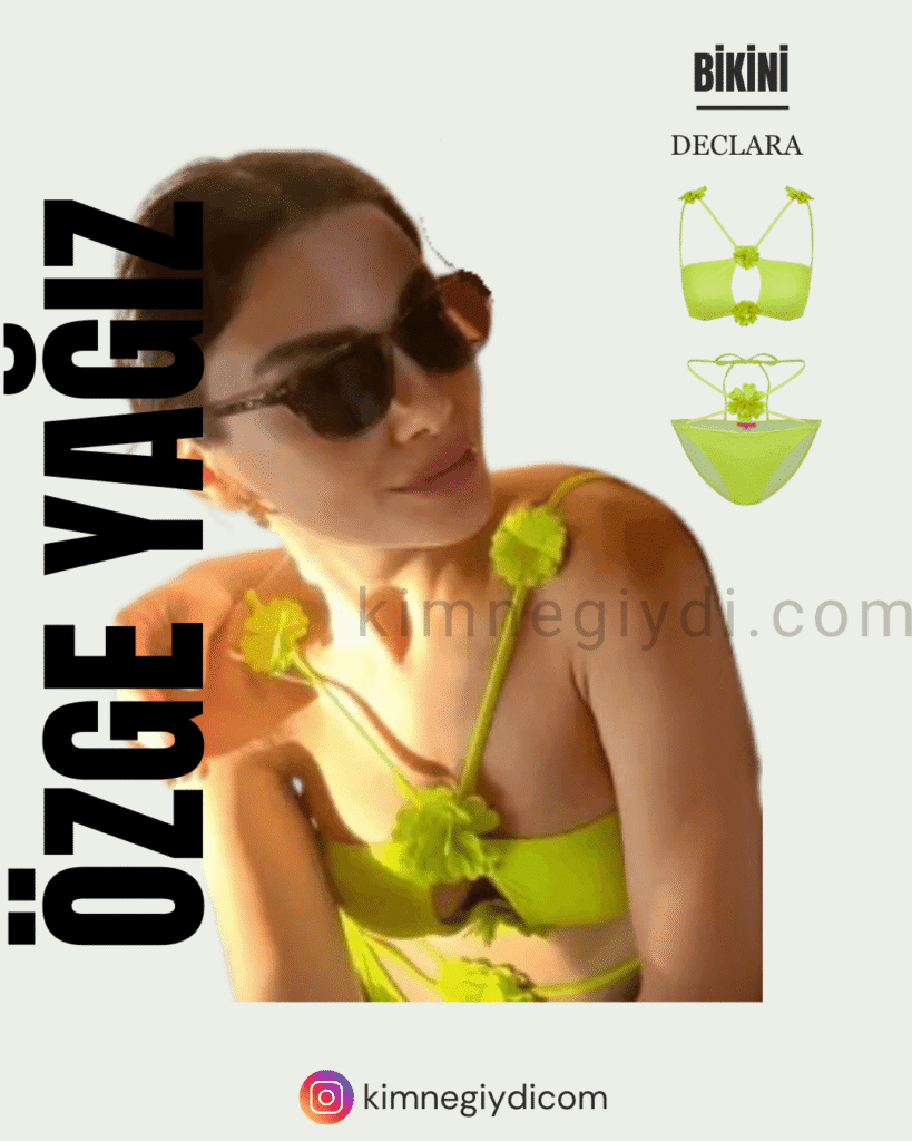 Özge Yağız’ın Instagram Story’sinde giydiği yeşil çiçek detaylı bikini takımı